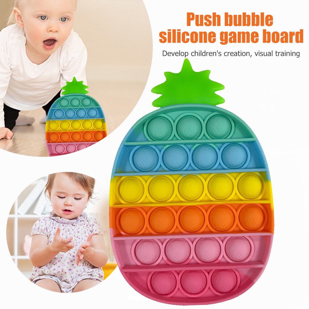 Cartoon Fruit Push Bellen Zintuiglijke Speelgoed Zachte Autisme Anti-Stress Speelgoed Vroege Onderwijs Puzzel Wasbare Stress Squeeze Speelgoed