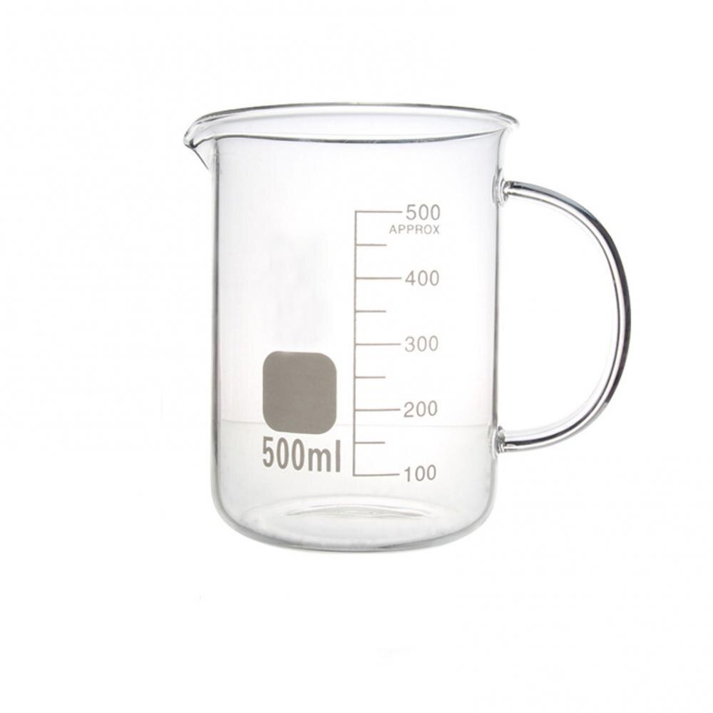 Gobelet de mesure en verre Borosilicate Transparent, nouvelle capacité 50ml-250ml, verre de mesure de forme basse, laboratoire de chimie,: 500ml