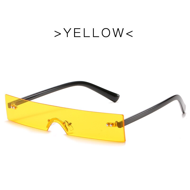 Gafas de sol cuadradas de Metal para mujer, lentes de sol cuadradas de aleación de Metal con montura pequeña, transparentes, de doble puente, Estilo Vintage, en rojo y amarillo: 06