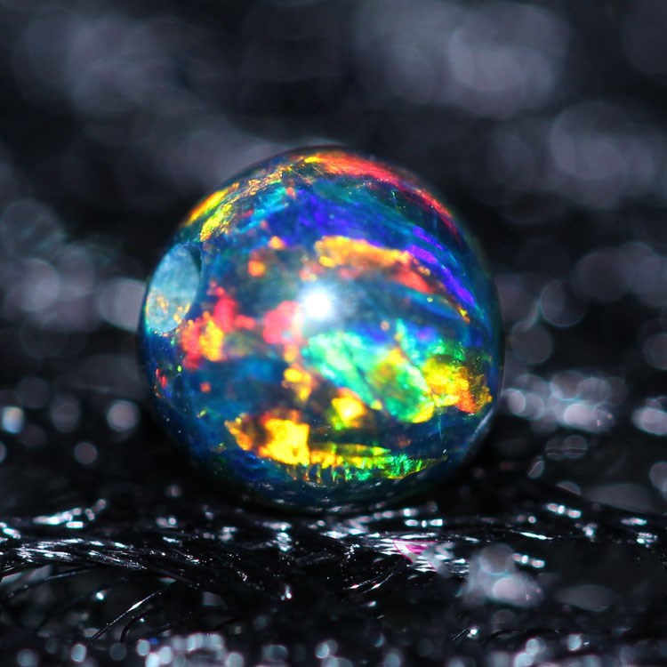 polymer impregnated synthetic opal black/white round rainbow 6/8/10mm for DIY jewelry making loose beads FPPJ: Black / 10mm