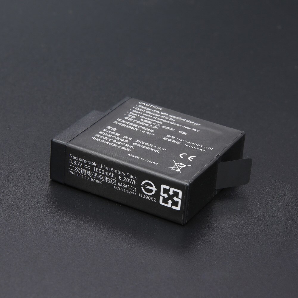 AOPULY-Batería de 1680mAh para GoPro Hero 5 6 hero 7, batería negra Akku para GoPro hero 5 6 7 hero 5 AHDBT 501, totalmente decodificada