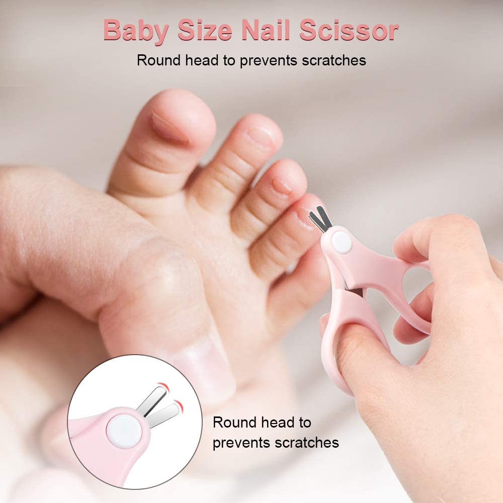 AMTOY-Juego de cuidado de uñas 4 en 1 para bebé recién nacido, cortauñas portátil seguro para niños, tijeras, lima, pinzas, caja, Kit de manicura