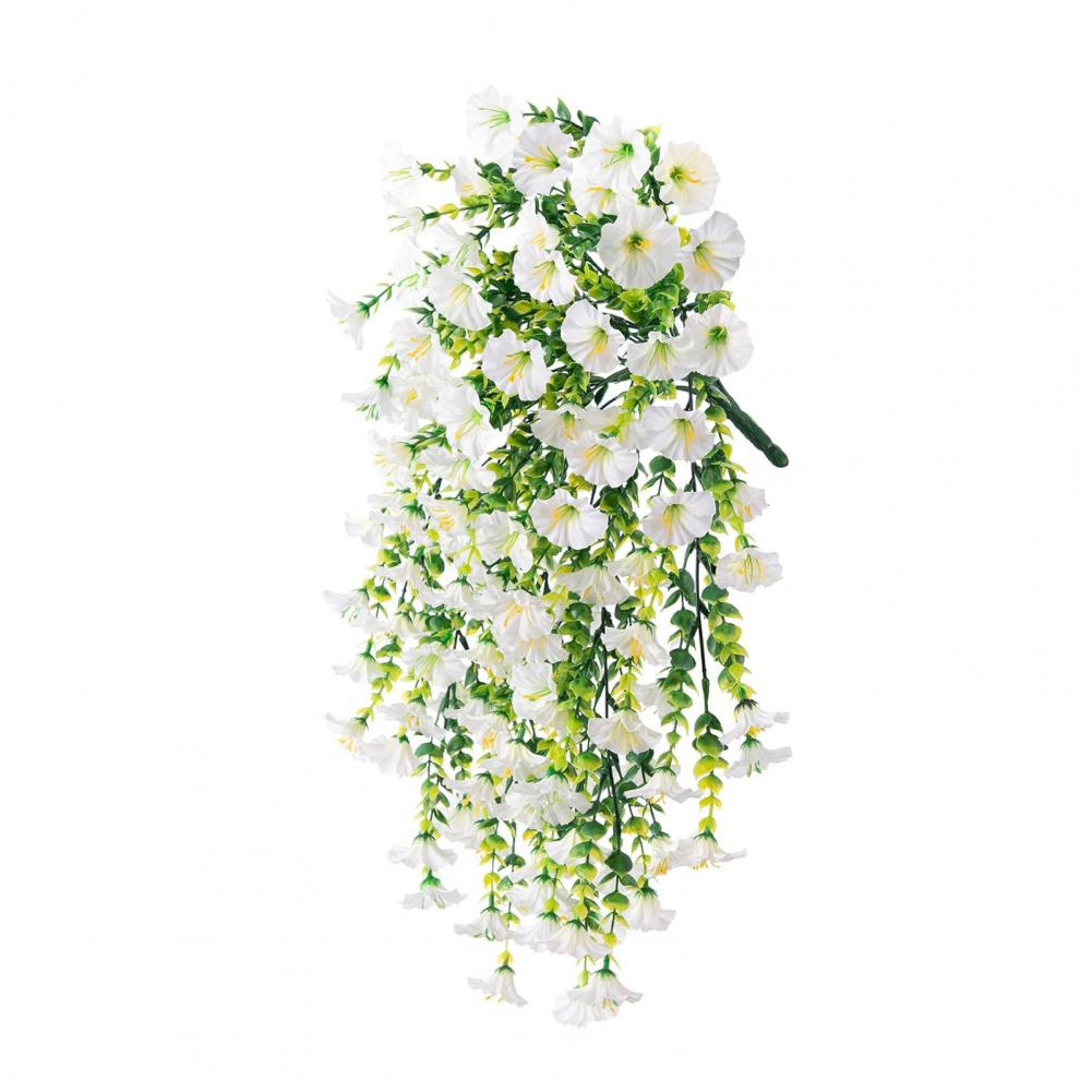 Kunstig hengende petuniablomst utendørs kunstig petunia stripe sommer bryllupsdekor til hage veranda tilbehør kunstig blomst: Hvit