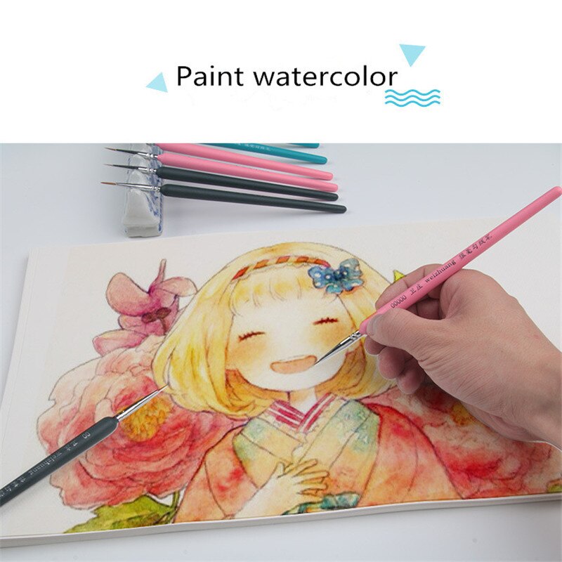 EZONE 2PCS Paint Brush Fine Hand Painted Hook Line Pen Dedicated for Fine Art Students Watercoolor Oil Painting School Supply