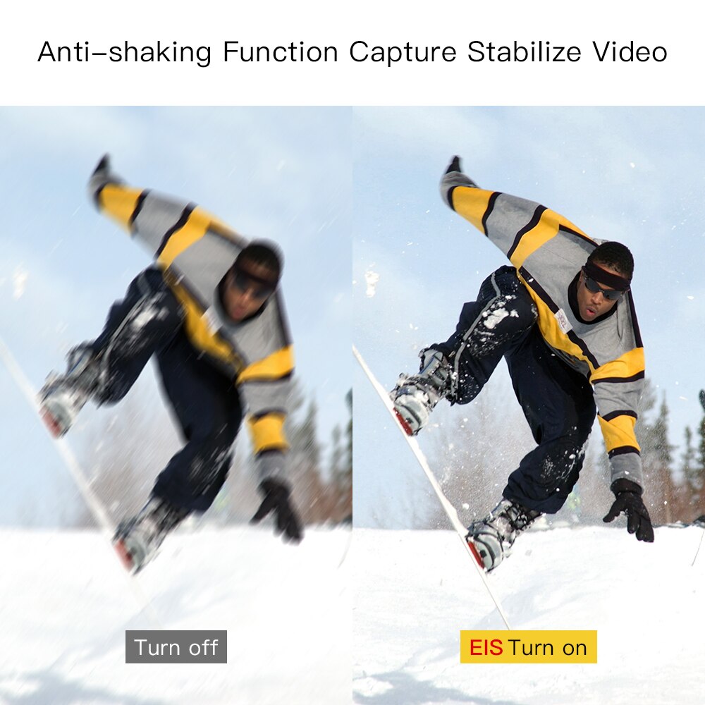RUMIXI Sport 4K Action Camera met EIS Functie Waterdichte Onderwater 30M Video Record Cam met Afstandsbediening Externe mic