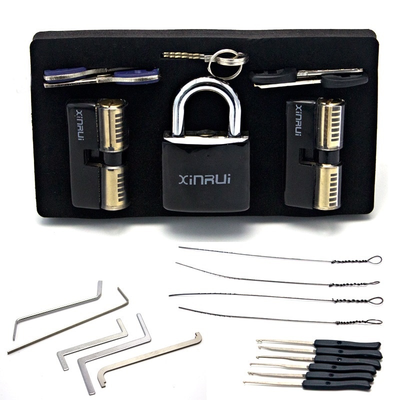 Xinrui Broken Key Extractor Met Transparante Lock met Siliconen Praktijk Pick Lock Set Combinatie, Slotenmaker Tension Wrench TooL
