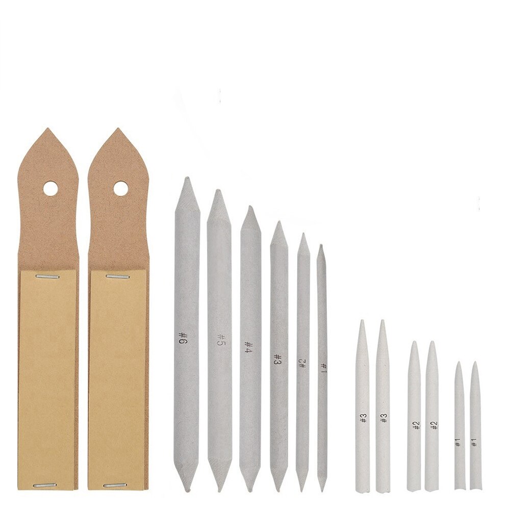 14Pcs White Drawing Charcoal Sketcking Tool Set Drawing Shading Tools for Sketch Art Blending Smudge Stump Stick