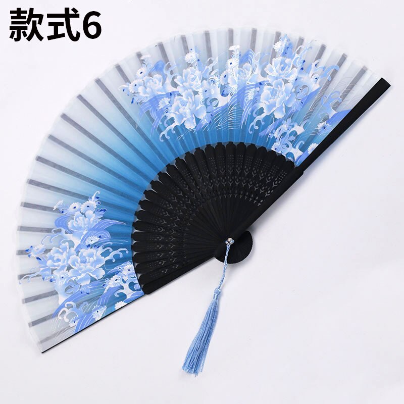 Éventail de danse classique chinois et japonais en soie, à tige en bois, de , , pour femme, décoration de la maison: 6