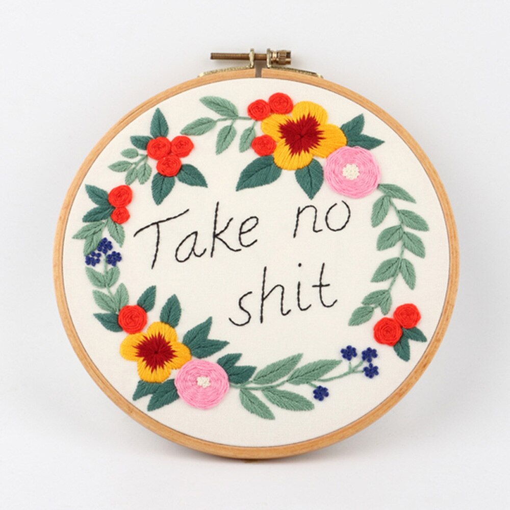 Circle Embroidery Kits DIY Art Sewing Craft Plant Series Cross Stitch Handcraft Home Hanging Painting Decor for Beginner: C