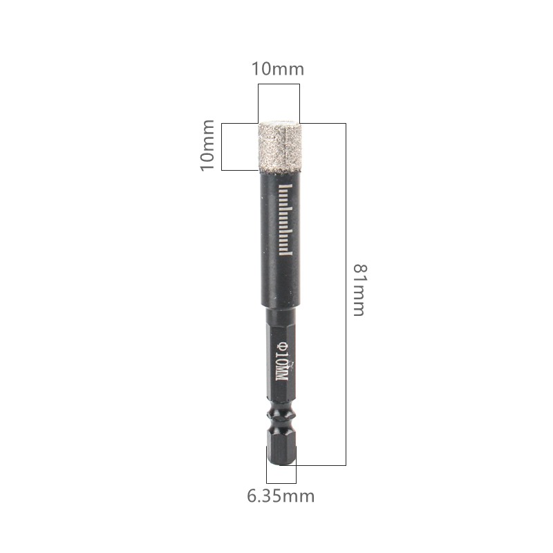 6/8/10/12/14mm diamant tørre bor hulsav fræser marmor keramiske fliser 81mm længde loddede tørre fliser elektriske bor dele bit