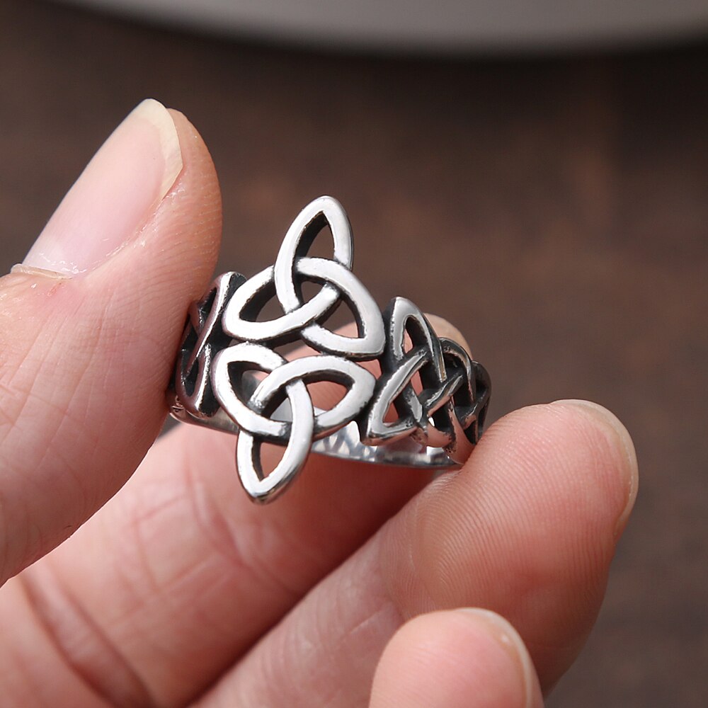 Triquetra Celtics Knot Ring Steel Color Nordic stainless steel Viking ring men and women Irish Celtic jewelry anniversary