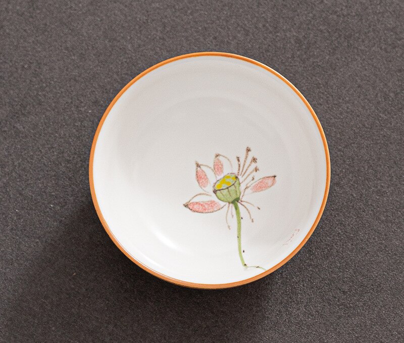 Hand Painted Lotus Chinese Pottery Cups Tea Cup Set Teaware Fish Plate For Tea Ceremony Teacup Dishes Buddha Coffee Mugs: Teacup