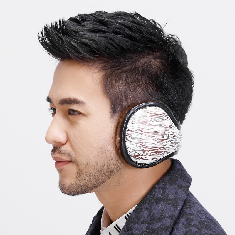 Orejas invierno Earmuffs Inverno para Homens Dobrável Estilo Britânico Da Manta De Pelúcia Aquecedores de Orelha Muff Da Orelha Earcap Couro PU Ajustável Bac