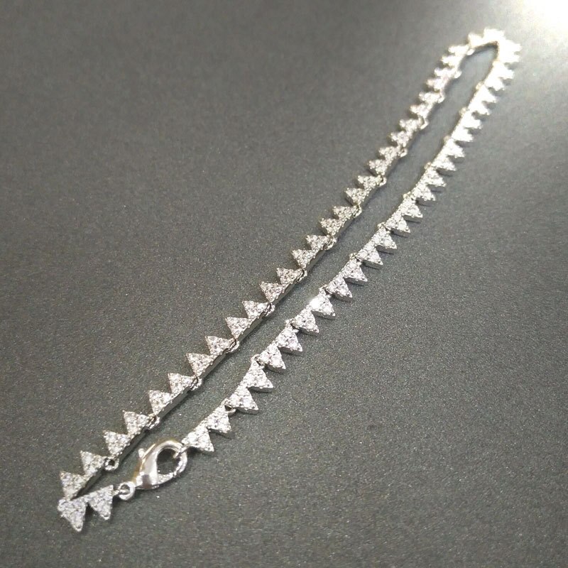 Silberweißes dreieck-luxus-fußkettchen aus sterlingsilber ,  s925 stück , festlicher stil, punk-stil, origineller markenschmuck