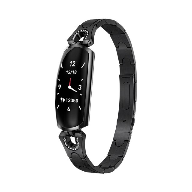 Ak16 vrouwen fitnessarmband hartslag bloeddruk fitness tracker smartwatch voor android ios: Zwart