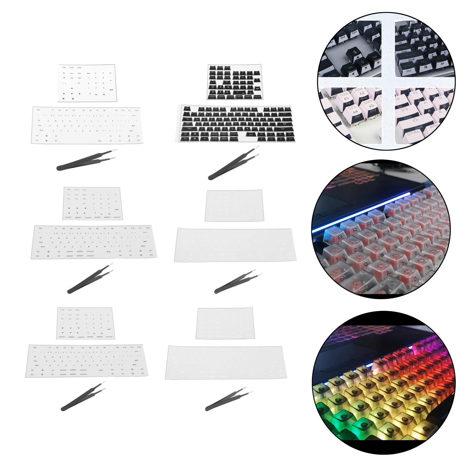 English Keyboard Side Stickers for DSA Height Mechanical Keycaps Computer Desktop Easy to Use with Mount Tools