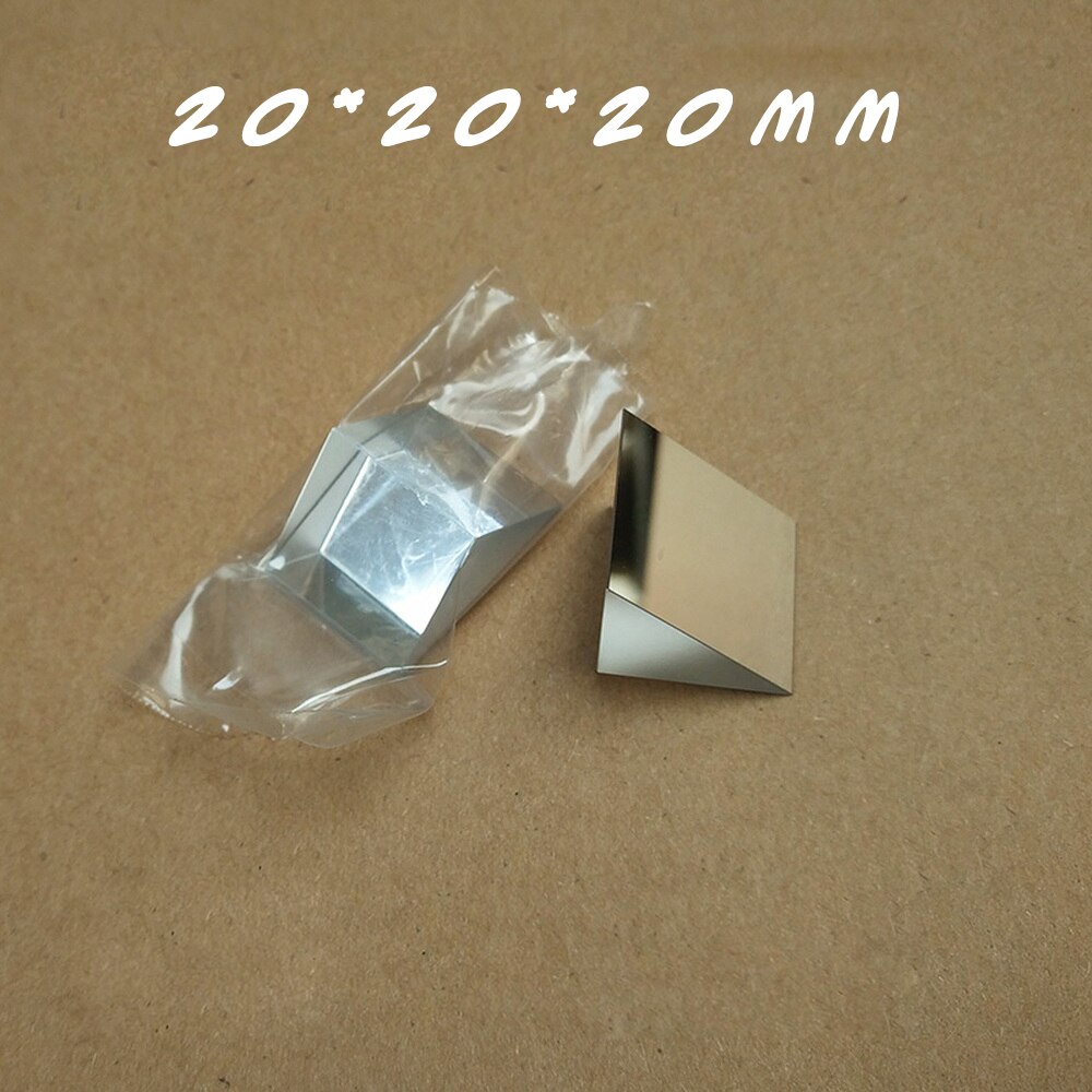 Prisma de ángulo recto reflector externo Triangular 20*20*20mm lado aluminizado espejo óptico K9 reflexión de vidrio para test