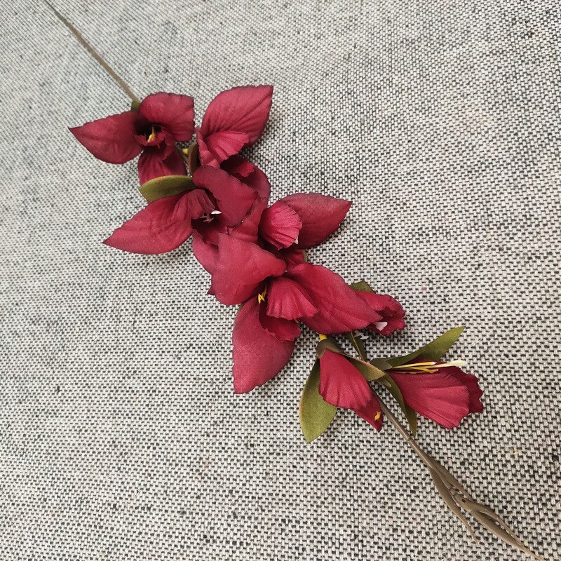 Jarown kunstig blomst gladiolus orkidé blomst silke enkelt blomster gren bryllup boligindretning gør-det-selv blomsterarrangement materialer: -en