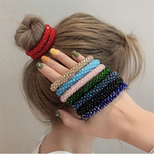 Thời Trang Rắn Màu Pha Lê Tóc Scrunchies Hàn Quốc Đàn Hồi Tóc Ban Nhạc Cho Phụ N