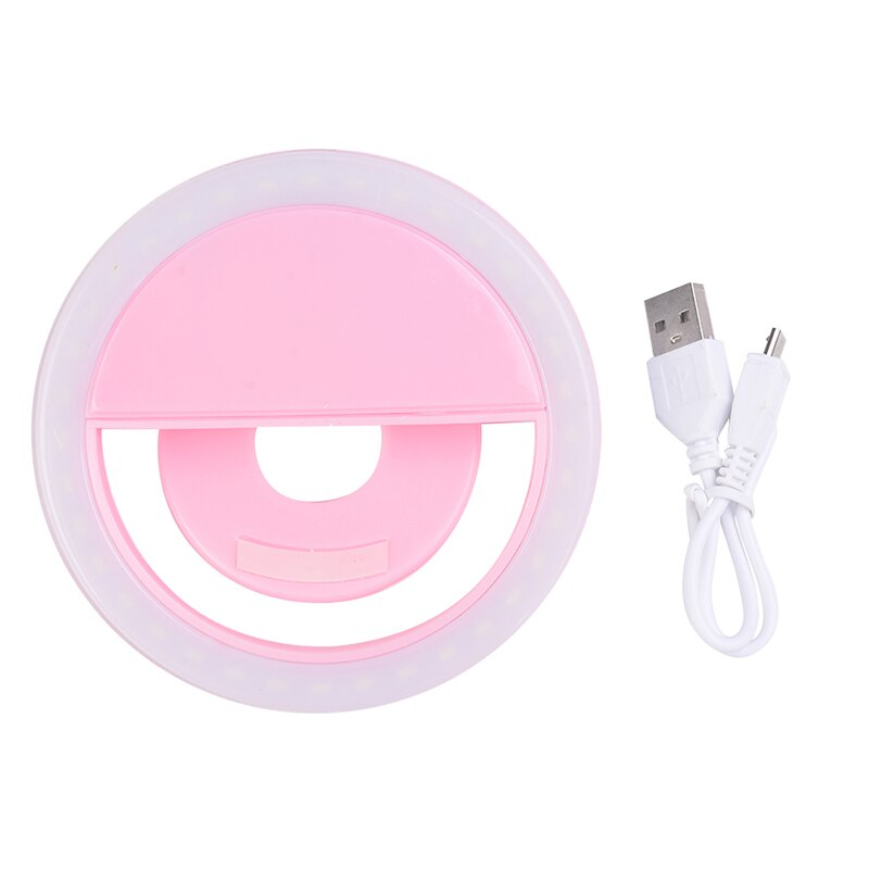 Universal Mobile Phone Led Selfie Ring Light USB Charge Fill For iPhone Samsung Huawei Xiaomi Mi Lens Ringlight Clip Photo Lamp: Pink - Ring Light