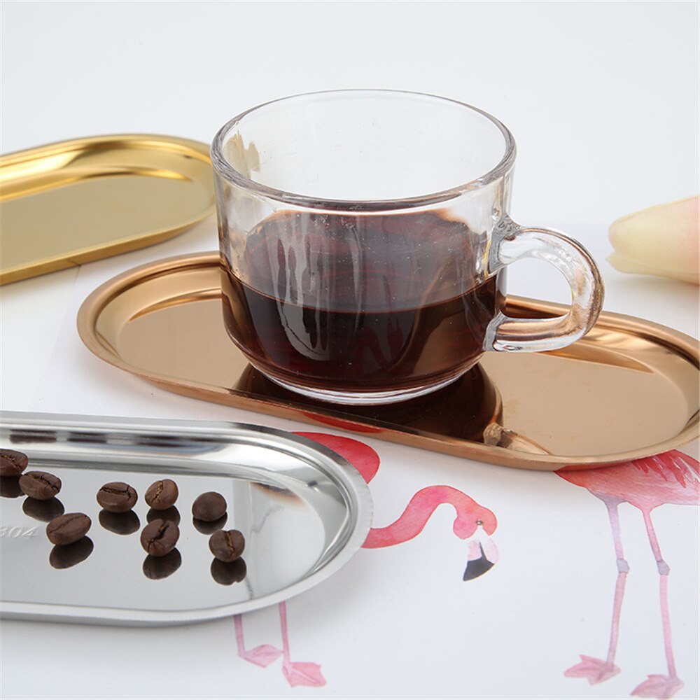 Plateau de stockage de parfum cosmétique de luxe en acier inoxydable, assiette de décoration de plat, plateaux bijoux anneau pain Dessert noir 1 pièces