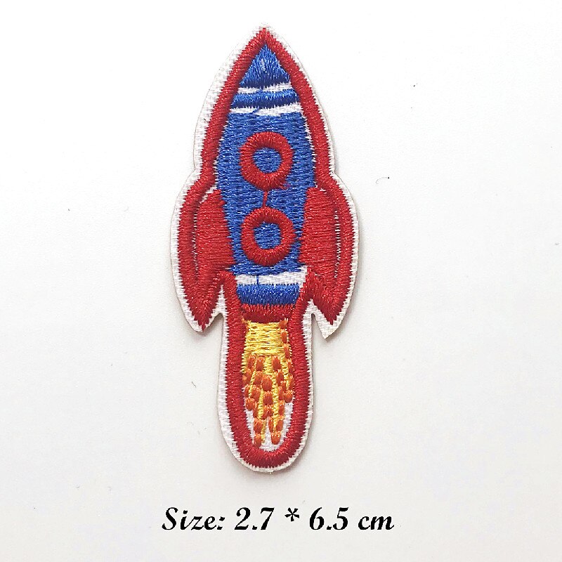 Rocket Flying saucer Space ship Patches Embroidered for Clothing DIY Stripes Applique Clothes Stickers Sewing Iron On Clothes: 7