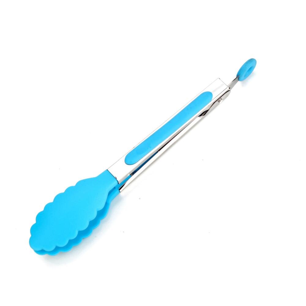 Rvs Siliconen Keuken Tang Bbq Clip Salade Brood Koken Voedsel Serveren Tang Keuken Gereedschap: Blauw