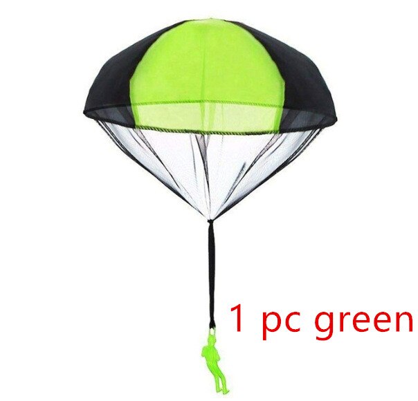 2 Stuks Hand Gooi Soldaat Parachute Speelgoed Indoor Outdoor Games Voor Kinderen Mini Soldaat Parachute Fun Sport Educatief Speelgoed jongen: 1pc Green