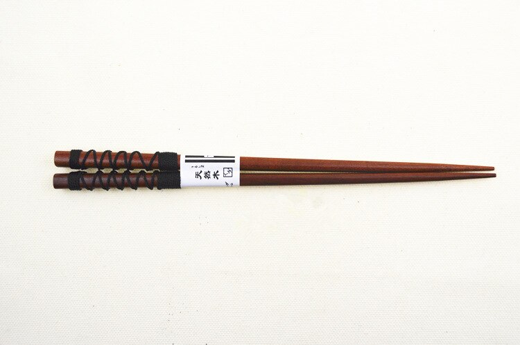 Japansk stil naturliga handgjorda träpinnar kinesiska porslin matpinnar äter ware huggpinnar med sträng rund: 3