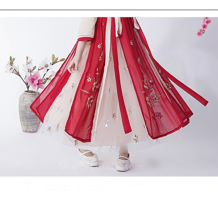 Älva hanfu klänning barn kinesiska traditionella kläder prinsessa klänning traditionell dans kostym flickor forntida folkdans kostym