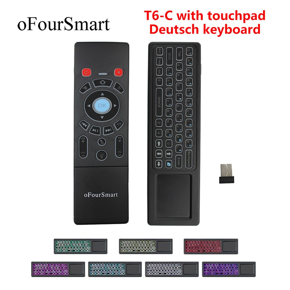 T6 Air souris sans fil clavier et pavé tactile télécommande universelle pour Android TV Box mini PC Smart projecteur 2.4G Air Fly souris: Deusche Keyboard