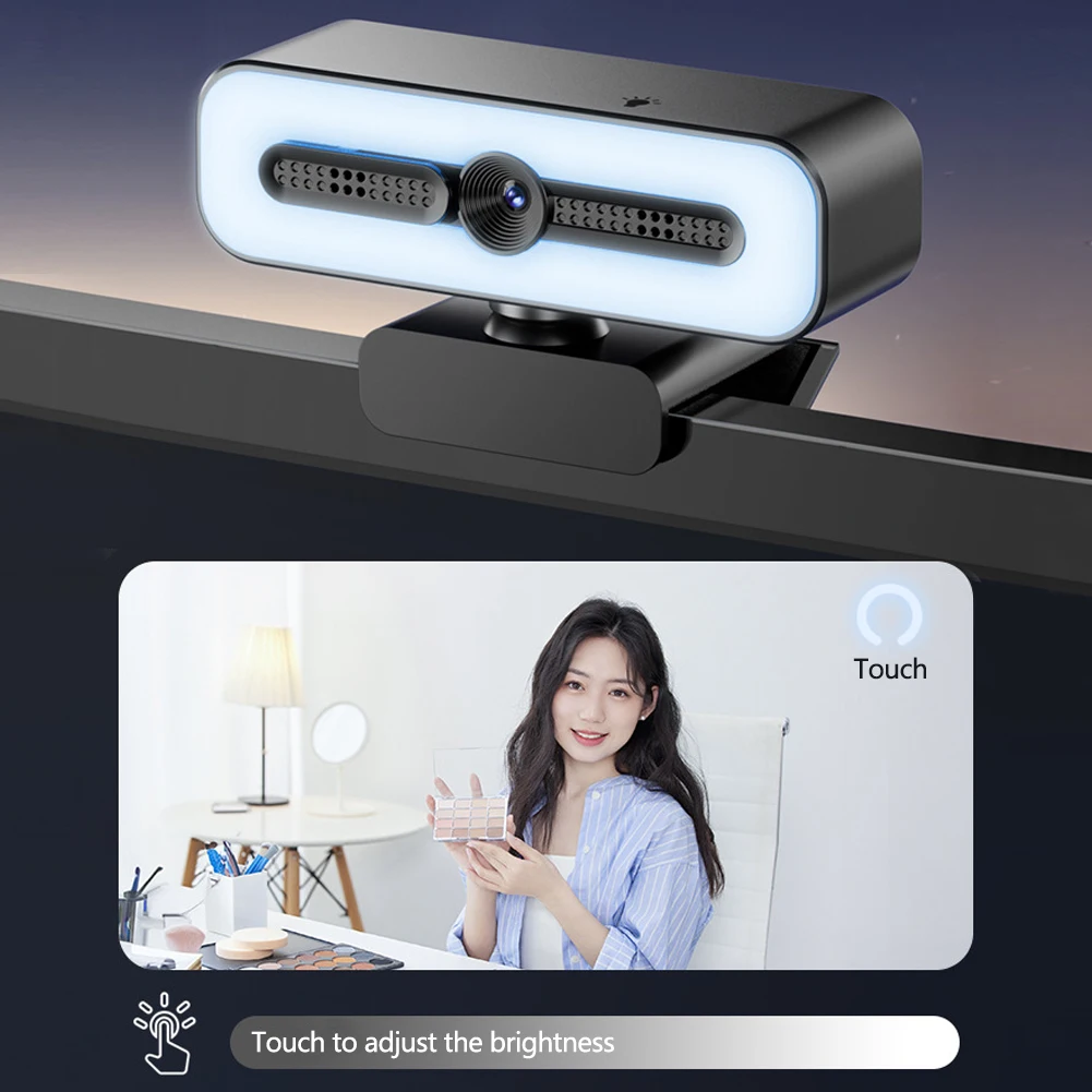 4k/2k/1080p webcam hd con microfono, luce webcam a led con messa a fuoco automatica, telecamere per computer e pc, webcam per registrazione video