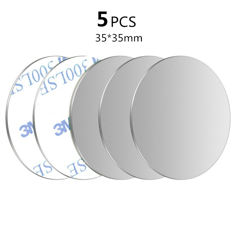 Placa magnética de Metal para teléfono móvil, soporte Universal de hierro para IPhone, 1/3/5 unidades: 5Pcs Silver 35x35