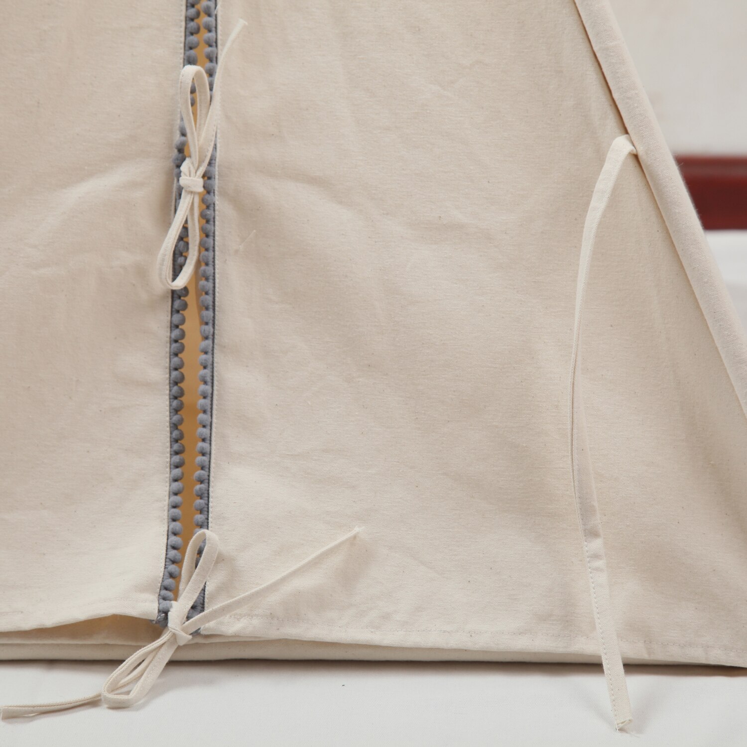 Natural Canvas Pom Poms Dog Teepee 60cm Base 63cm Tall NO window unpainted poles now