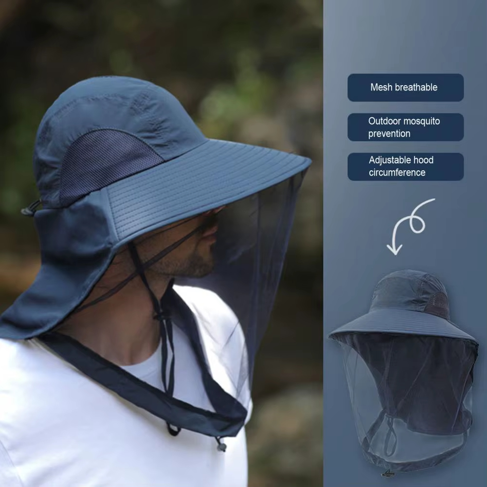 Muggenpreventie Cap Voor Vissen Insect Beschermkap Muggenhoofd Netto Volledig Mesh Trekkoord Winddichte Band Bijenteelt