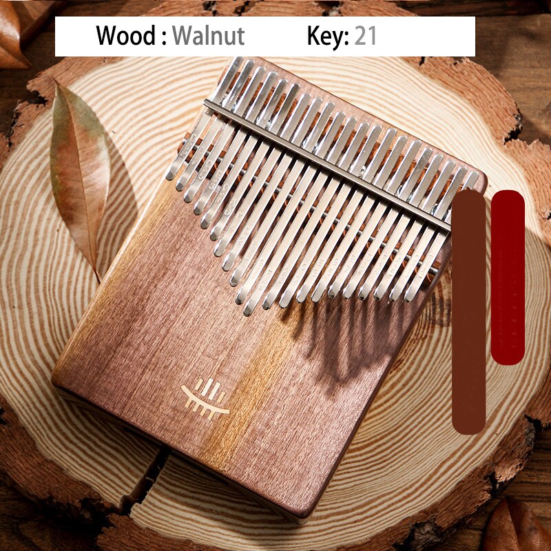 17 21 Key Kalimba Wooden Figure Keyboard Thumb Piano Musical Instruments Chamfer Calimba Mini Kalimbas Accessories: 21 keys Walnut