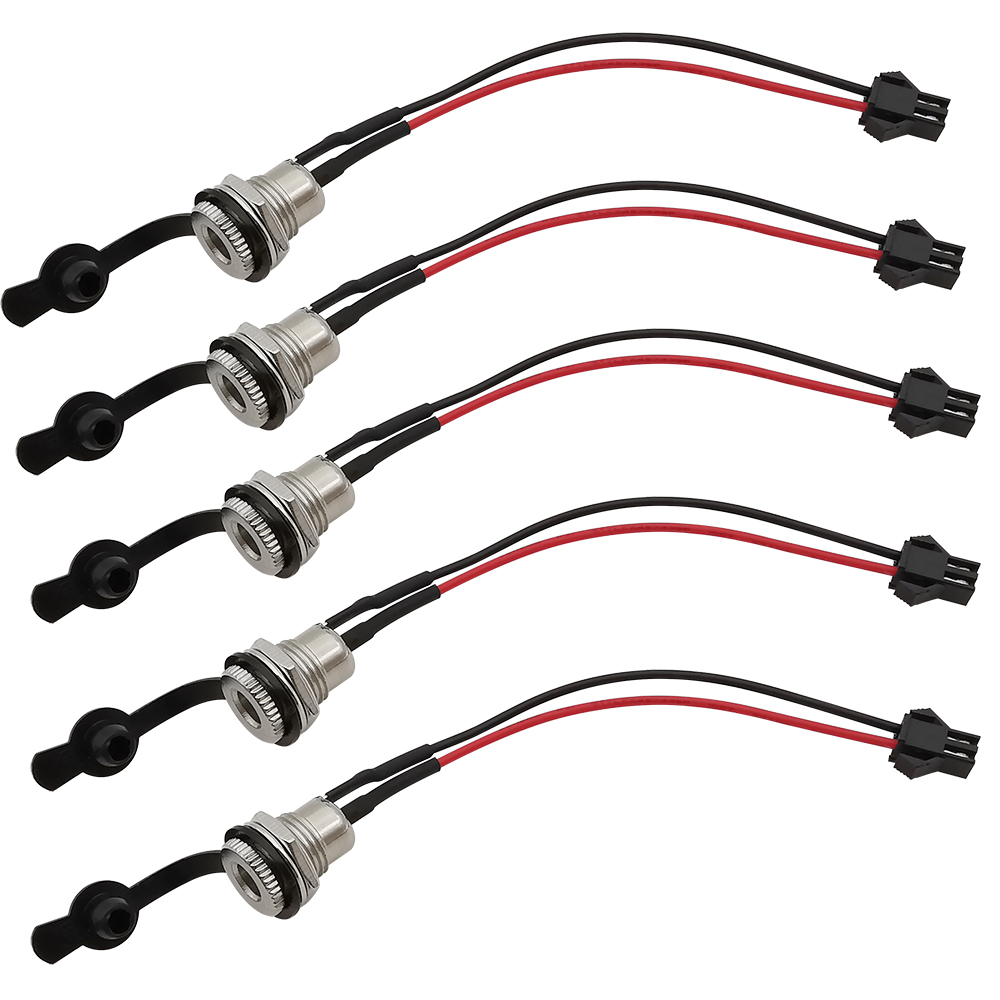 DC-099 5.5mm x 2.1mm Female DC Threaded Barrel Jack Socket to SM JST 2 Pin Male Connector Cable Plug Lenght 10/15/20cm: 5Pcs / 20CM