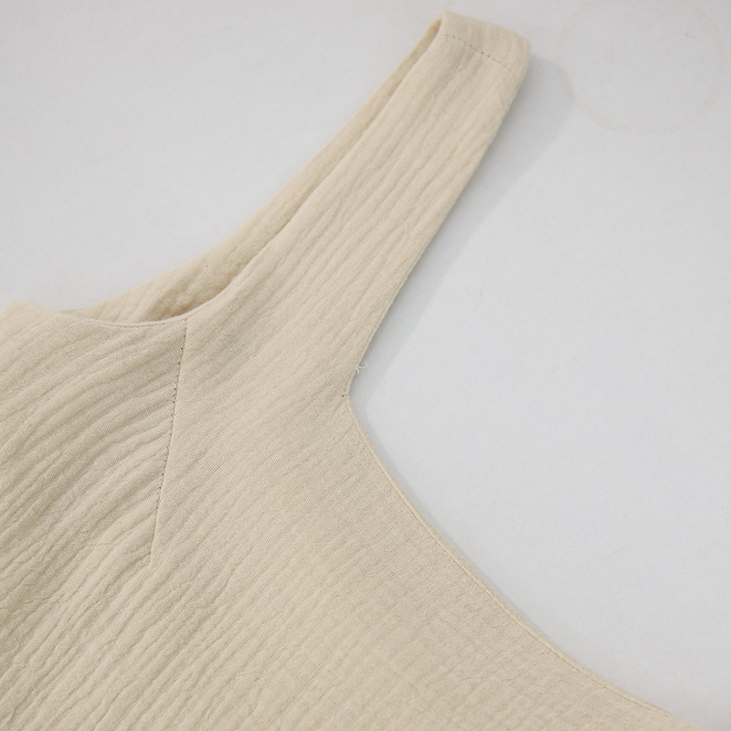 Nieuw 100% Katoen Gaas Jurk Voor Vrouwen 2023 Vierkante Kraag Mouwloos Open Side Lange Jurk Zomer Comfortabele Strand Outfit