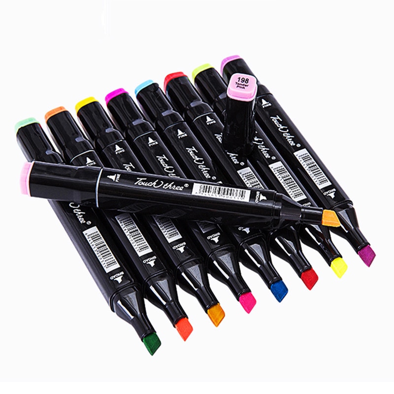 Touchthree 36/48/60/80 Colors Markers Set Manga Drawing Markers Alcohol Based Sketch Felt-Tip Brush Pen Art Supplies