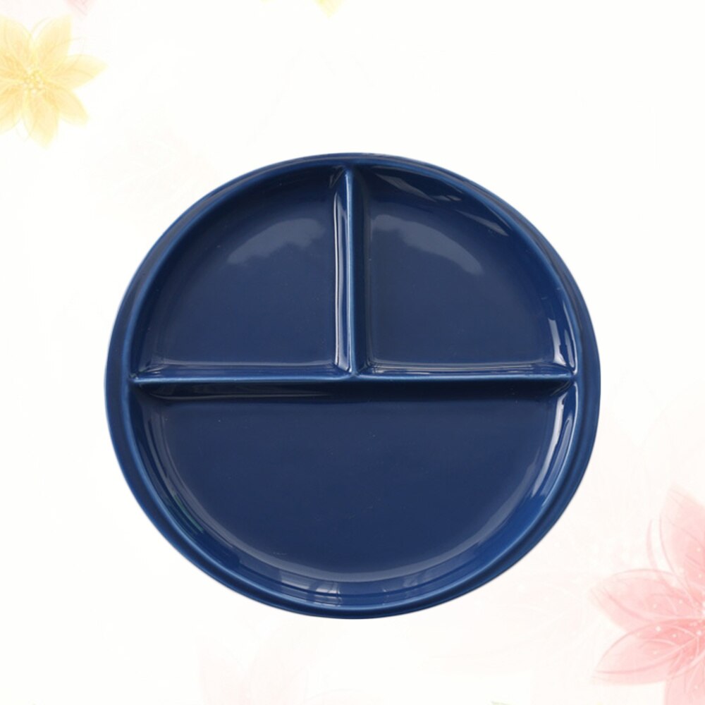 1PC Round Ceramic Plates 10 Inches Three Compartments Tableware Bone China Plate Porcelain Plate for Kitchen