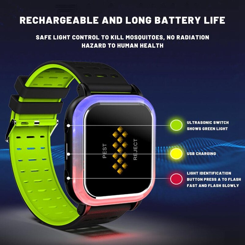 2 in 1 Ultrasonic Mosquito Repellent Bracelet InsectRepelling Light