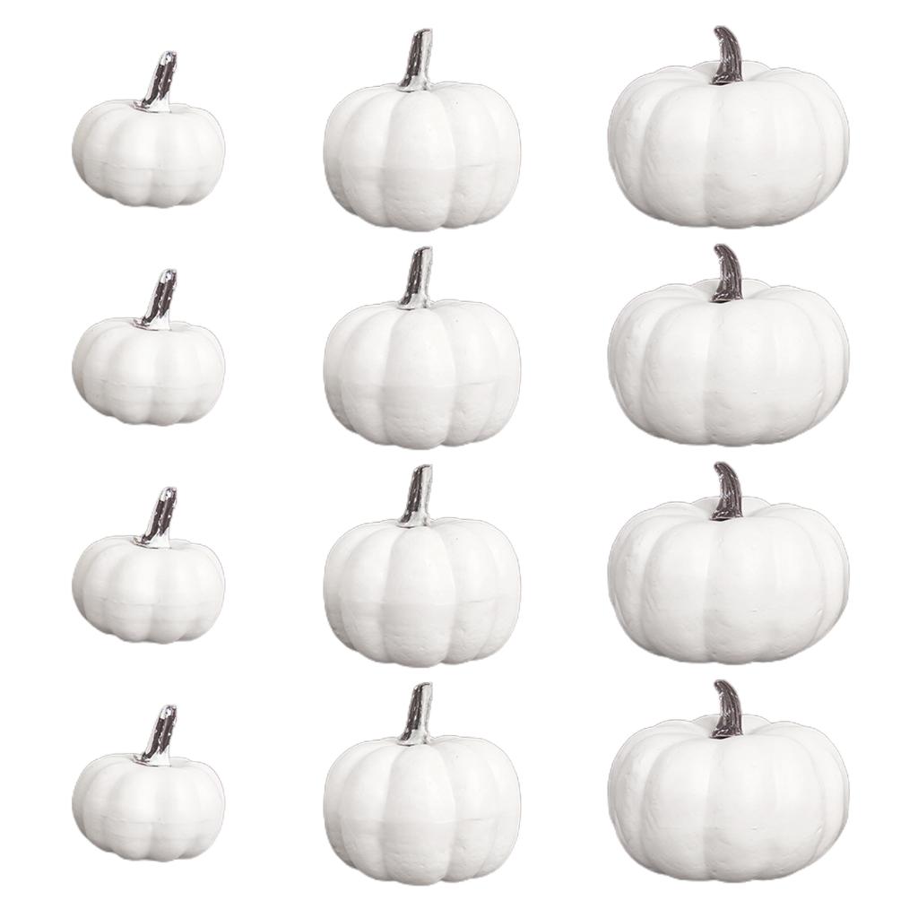 12Pack White Lifelike Pumpkin Fall Harvest Mini Pumpkins for Home Garden Decor
