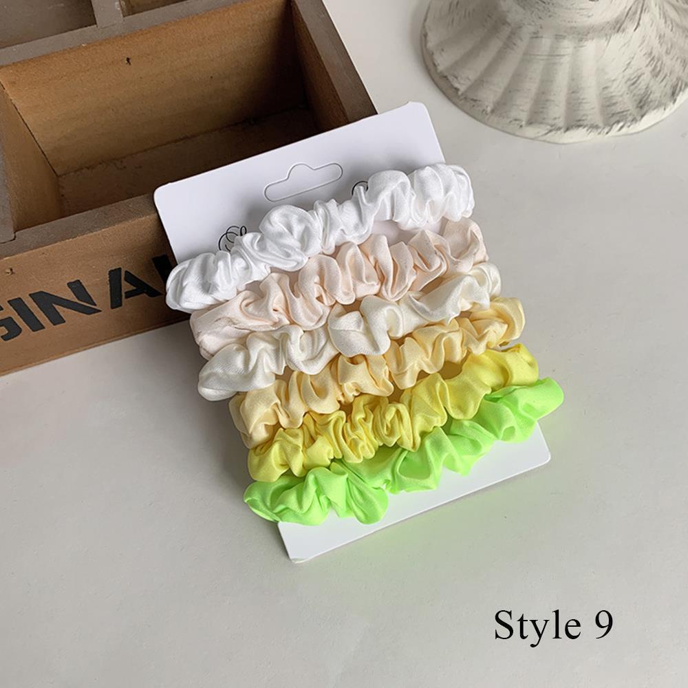 Lazos para el pelo de seda para mujer, coleteros de goma, banda elástica, accesorios para el cabello, 6 unidades por Set