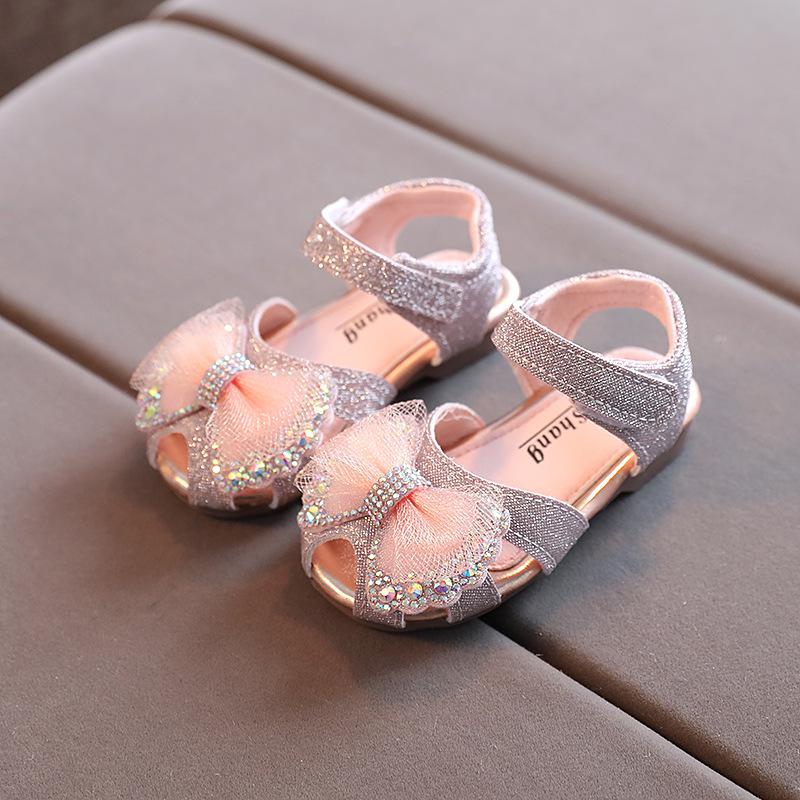 Baby Mädchen Nette Bogen Sandalen Kleinkinder Neue Sommer Prinzessin Sandalen freundlicher freundlicher lässig Nicht Weiche Schuhe: Rosa / 18(Einlegesohle 13.5CM)