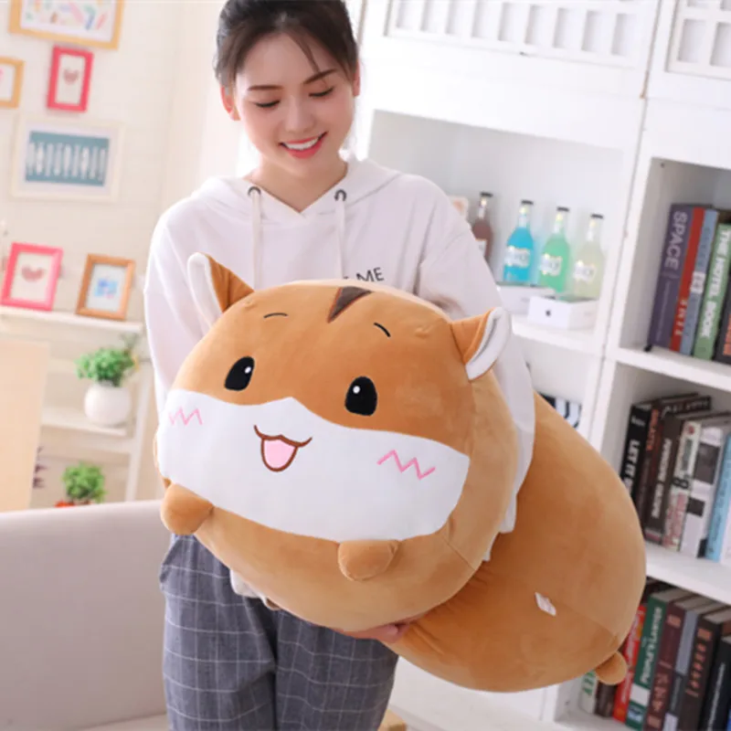 Oreiller d&#39;angle Bio Totoro 90cm, mignon, dessin animé japonais Sumikko Gurashi, animaux en peluche, de saint-valentin pour bébés filles: brown hamster / 85-90cm