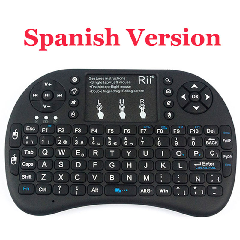Beleuchtete Tastatur Mini Rii i8 + 2,4 Ghz kabellos-Luft Maus Englisch/Hebräisch/Russisch/Spanisch Tastatur Fernbedienung für TV Kasten PC: Spanisch Ausführung