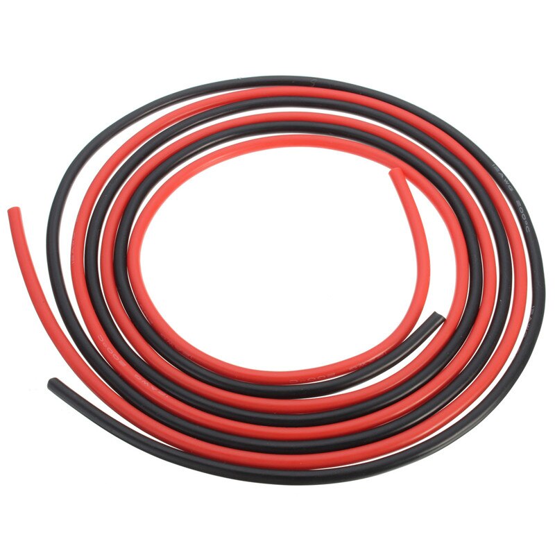 Cable de silicona Flexible 12 AWG de 6 pies y 2 metros de calibre, Cables de cobre trenzados para RC One, negro, uno, Cables rojos