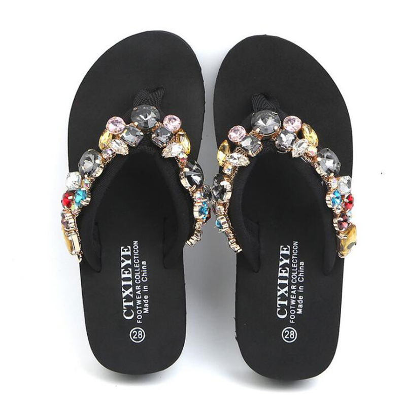 Barn kristallskor tjejer strand sommar barntofflor terlik tjejer sandaler baby badrum halkfria hem flip flops  b261