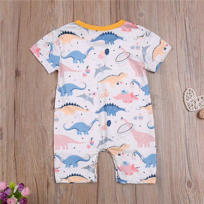 3-24M Waggel Pasgeboren Baby Meisje Jongen Playsuit Ronde Hals Dinosaurus Korte Mouw Korte Broek Romper Zomer Herfst baby Waggel