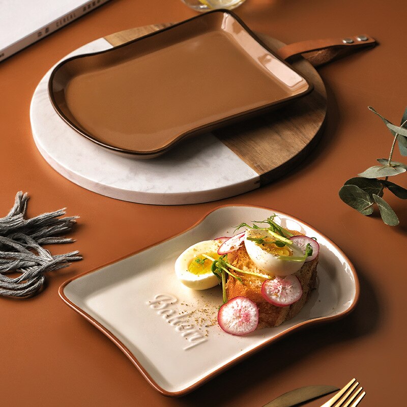 Assiette à pain en céramique, assiette à Dessert aux fruits, plat de petit déjeuner solide, décorations de cuisine créatives et lisses polyvalentes